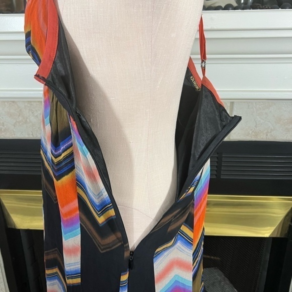 Guess Jeans Silk Crossed Back Spaghetti Strap Mini Colorful Dress - Picture 4 of 15
